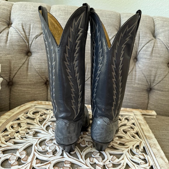 Abilene Tall Gray Leather Western Cowboy Boots Women’s 8.5 - Picture 8 of 10